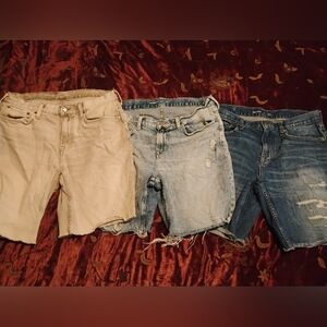 Old Navy Men’s Cut-Off Denim Shorts Bundle - Size 34 - Distressed 3-Pack